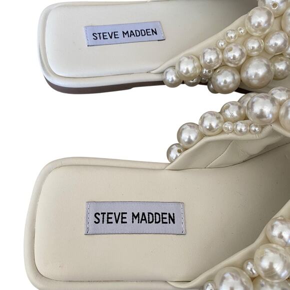 Steve Madden NWOB Duri Pearl Rhinestone Embellished Wedding Bridal Sandals 8.5 - Picture 6 of 10